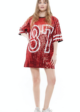 Load image into Gallery viewer, Sequin Jersey Dress #87 - Red