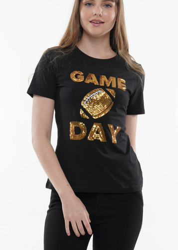 Game Day Football Tee - Black and Gold