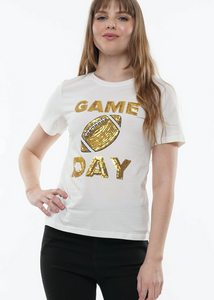 Game Day Football Tee -White and Gold