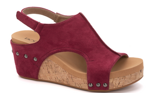 Carly Wedge- Dark Red Suede