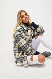 MULTI COLOR PLAID PATCHED SHIRT JACKET