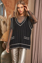 Load image into Gallery viewer, Solid V-Neck Sleeveless Pocket Detail Sweater