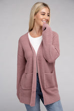 Load image into Gallery viewer, Low Gauge Waffle Open Cardigan Sweater