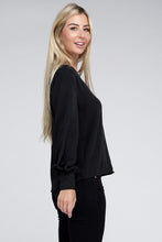 Load image into Gallery viewer, Woven Airflow V-Neck Long Sleeve Top