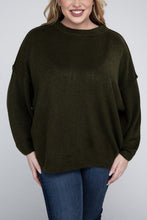 Load image into Gallery viewer, Plus Oversized Round Neck Raw Seam Melange Sweater