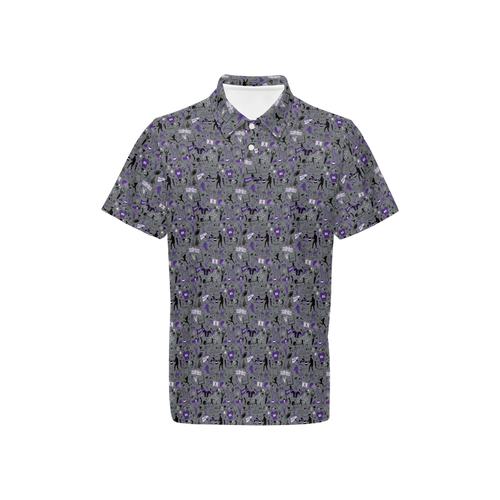 State Classic Fit Polo Shirt -Heavyweight  Full Print Dk Grey with MANHATTAN