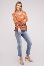 Load image into Gallery viewer, Paisley Print Tie Neck Blouse