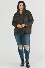 Load image into Gallery viewer, Plus Distressed hem button down oversize shirt