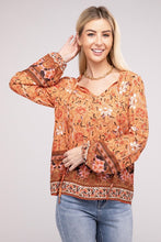 Load image into Gallery viewer, Paisley Print Tie Neck Blouse