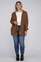 Load image into Gallery viewer, Plus Low Gauge Waffle Open Cardigan Sweater