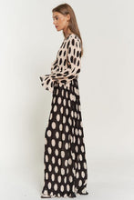 Load image into Gallery viewer, Polka Dot Ruffled Long Sleeve Pleated Maxi Dress