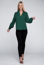 Load image into Gallery viewer, Woven Airflow V-Neck Long Sleeve Top