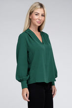 Load image into Gallery viewer, Woven Airflow V-Neck Long Sleeve Top