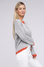 Load image into Gallery viewer, Contrast Trimmed Striped Pullover Knit