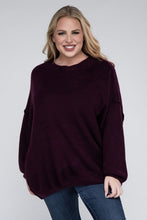 Load image into Gallery viewer, Plus Oversized Round Neck Raw Seam Melange Sweater