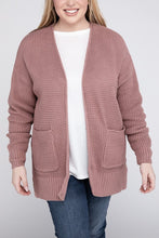 Load image into Gallery viewer, Plus Low Gauge Waffle Open Cardigan Sweater