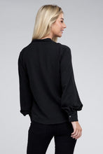 Load image into Gallery viewer, Woven Airflow V-Neck Long Sleeve Top