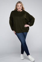 Load image into Gallery viewer, Plus Oversized Round Neck Raw Seam Melange Sweater