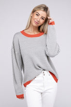 Load image into Gallery viewer, Contrast Trimmed Striped Pullover Knit