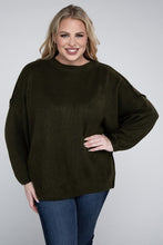 Load image into Gallery viewer, Plus Oversized Round Neck Raw Seam Melange Sweater