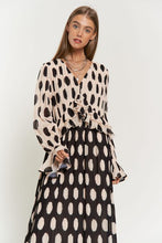 Load image into Gallery viewer, Polka Dot Ruffled Long Sleeve Pleated Maxi Dress