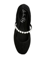 Load image into Gallery viewer, Corphee Pearl Strapped Glitter Ballerinas