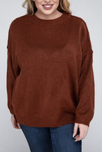 Load image into Gallery viewer, Plus Oversized Round Neck Raw Seam Melange Sweater