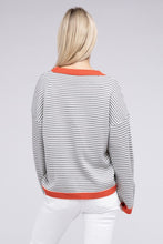 Load image into Gallery viewer, Contrast Trimmed Striped Pullover Knit