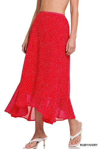 Polka Dot Maxi Skirt -Red