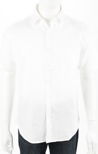 Mens White Short Sleeve Linen Button Up