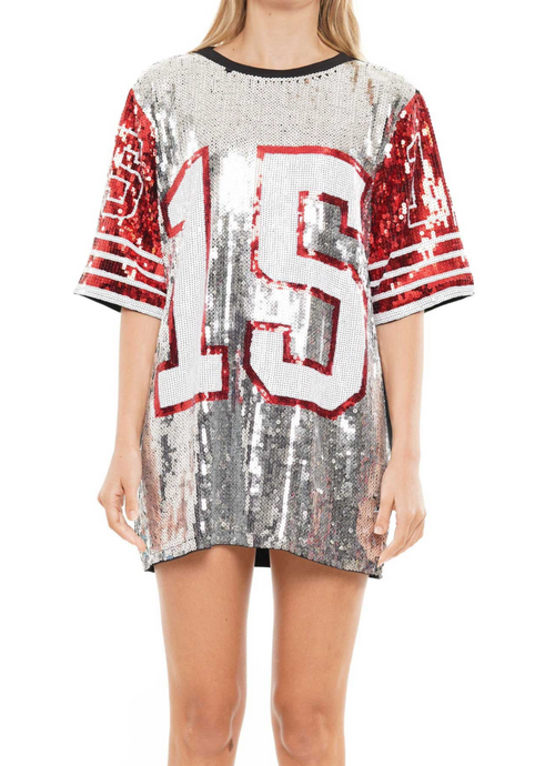 Sequin Jersey Dress #15 -Silver