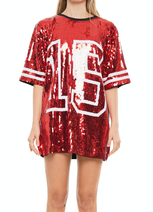 Sequin Jersey Dress #15 - Red