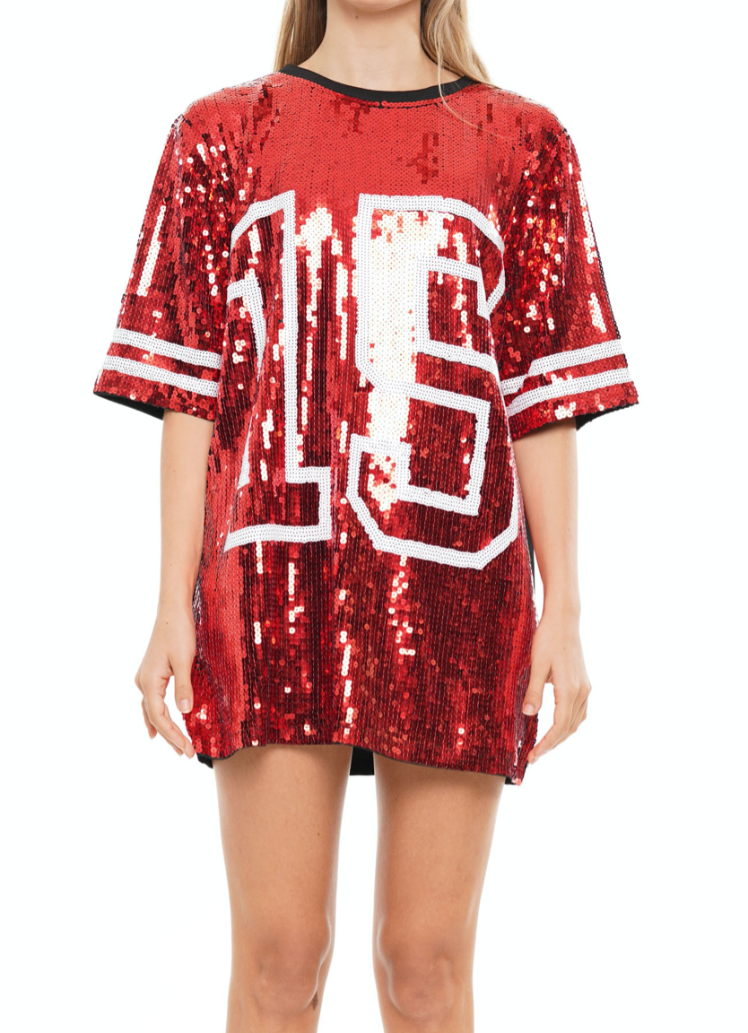 Sequin jersey shirt sales dress