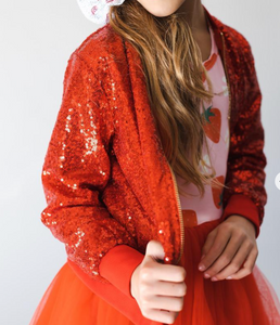 Girls Red Sequin Jacket