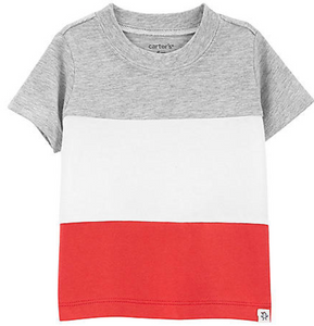 Baby Red, White, and Grey Striped T-Shirt
