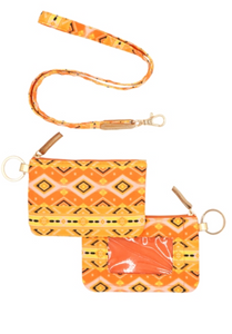 Summer Wallet Key Chain with Lanyard -Tribal Orange