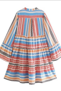Tribal Print Tunic Dress w/Long Sleeves