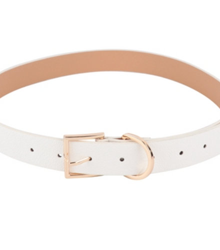 Faux Leather Belt -White