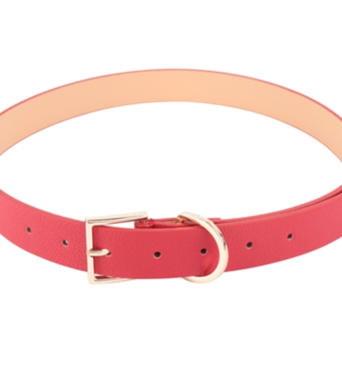 Faux Leather Belt -Red