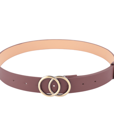 Faux Leather Belt with Double O Buckle -Brown