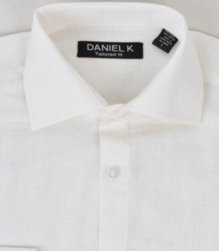 Mens Dress LS Shirt - White Linen