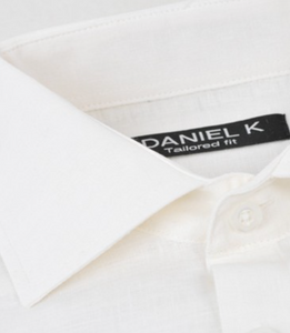 Mens Dress LS Shirt - White Linen