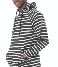 Load image into Gallery viewer, Mens Striped Hoodie -Black