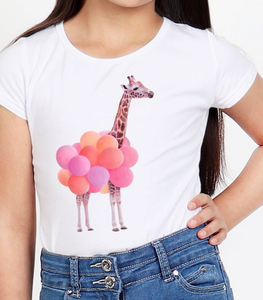 Girls Balloon Giraffe Tee
