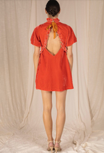 Load image into Gallery viewer, Lux Cali Girl Velvet Smocking Dress- Mandarin Red