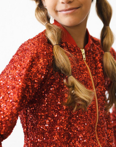 Girls Red Sequin Jacket