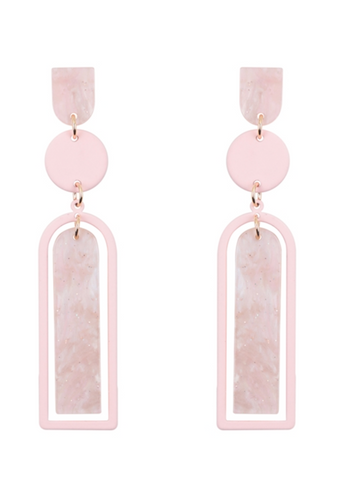 Glitter Arch Earring - Light Pink