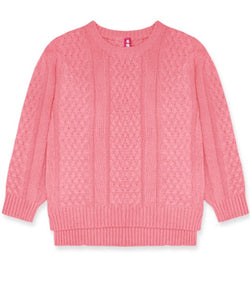 Girls Cable Knit Sweater -Pink Rose